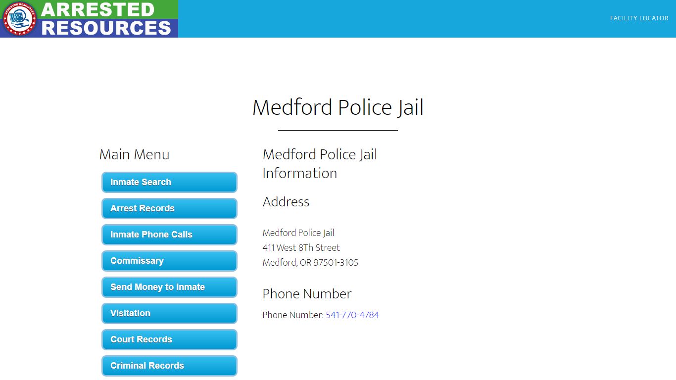 Medford Police Jail - Inmate Search - Medford, OR